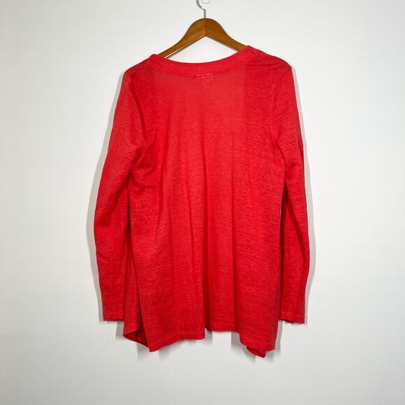 J Jill Love Linen 100% Linen‎ Open Front Lightweight Cardigan Sz M Coral - Picture 5 of 9